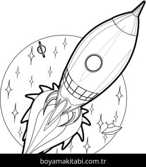 Roket boyama sayfası – keyifli zaman, renkli çizimler