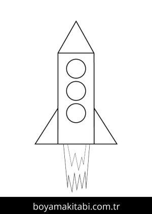 Roket boyama sayfası – sevimli karakter, sanatsal çalışma
