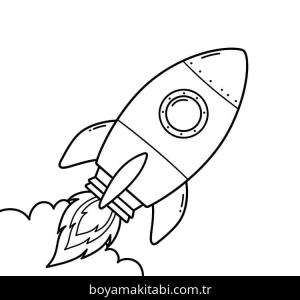 Roket boyama sayfası – sanatsal çalışma, çocuklar için