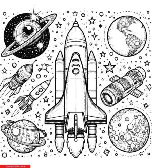 Roket boyama sayfası, Rocket coloring page, , 