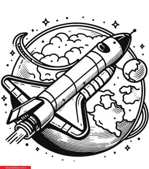 Roket boyama sayfası, Rocket coloring page, , 