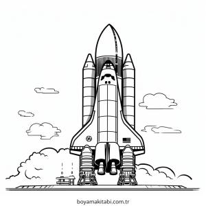 Roket boyama sayfası – el becerilerini geliştirir, boyama çalışması