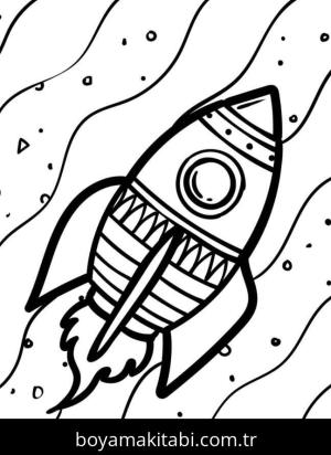 Roket boyama sayfası – evde etkinlik, ücretsiz yazdır
