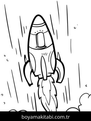 Roket boyama sayfası – çizgi film temalı, basit çizim