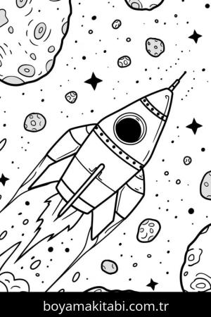 Roket boyama sayfası – boyama etkinliği, çocuk aktivitesi