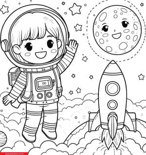 Roket boyama sayfası, Rocket coloring page, , 