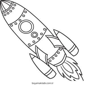 Roket boyama sayfası – çocuklar için, çizgi film temalı
