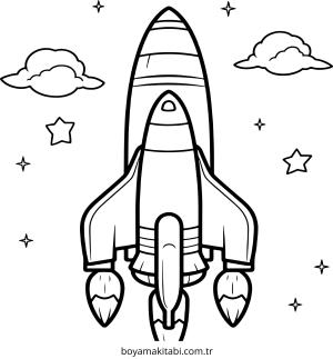 Roket boyama sayfası – eğitici aktivite, yaratıcılık