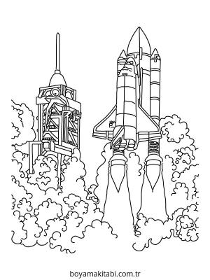 Roket boyama sayfası – sanatsal çalışma, çocuklar için