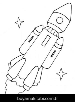 Roket boyama sayfası – basit çizim, kolay boyama