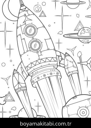 Roket boyama sayfası – boyama çalışması, yaratıcılığı geliştirir