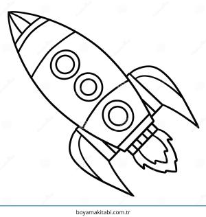 Roket boyama sayfası – kolay boyama, eğitici aktivite