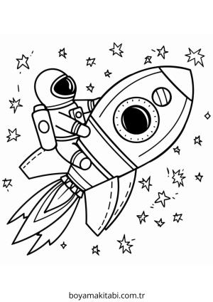 Roket boyama sayfası – boyama etkinliği, çocuk aktivitesi