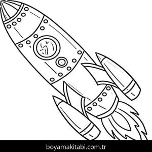 Roket boyama sayfası – sanatsal çalışma, çocuklar için