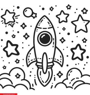 Roket boyama sayfası, Rocket coloring page, , 