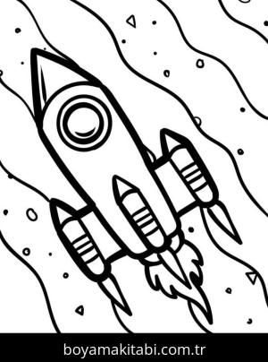 Roket boyama sayfası – okul öncesi, evde etkinlik