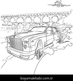 Rolls Royce boyama sayfası – sanatsal çalışma, çocuklar için