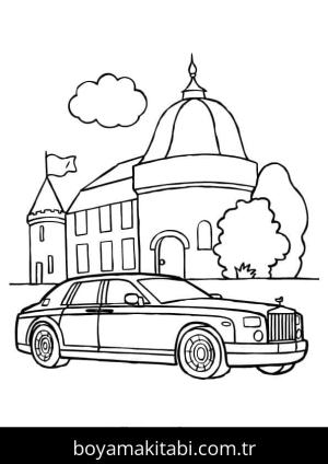 Rolls Royce boyama sayfası – sevimli karakter, sanatsal çalışma