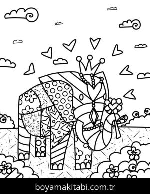 Romero Britto boyama sayfası – eğitici aktivite, yaratıcılık