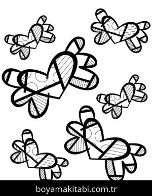 Romero Britto boyama sayfası – çizgi film temalı, basit çizim