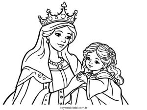Royal Princess boyama sayfası – basit çizim, kolay boyama