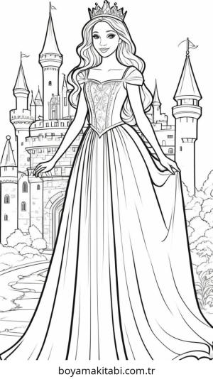 Royal Princess boyama sayfası – sevimli karakter, sanatsal çalışma