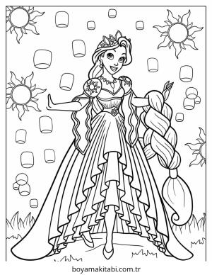 Royal Princess boyama sayfası – çocuk aktivitesi, PDF indir