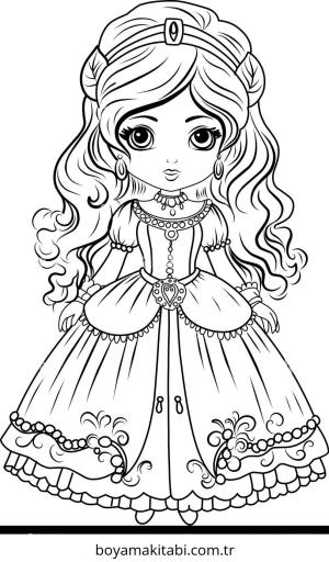 Royal Princess boyama sayfası – el becerilerini geliştirir, boyama çalışması