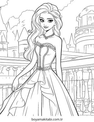 Royal Princess boyama sayfası – eğlenceli etkinlik, el becerilerini geliştirir