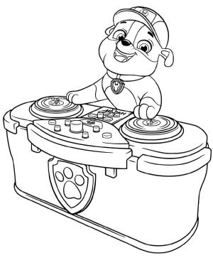 Rubble Paw Patrol boyama sayfası,  coloring page, DJ Rubble Paw Patrol, 