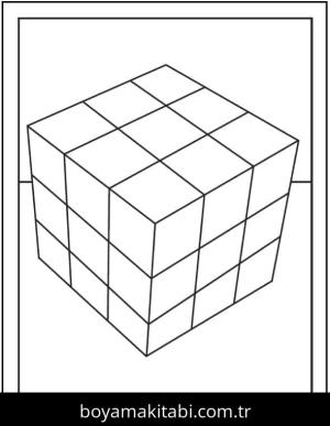 Rubik boyama sayfası – PDF indir, sevimli karakter