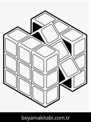 Rubik boyama sayfası – eğlenceli etkinlik, el becerilerini geliştirir