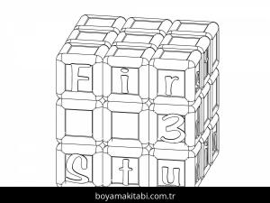 Rubik boyama sayfası – sevimli karakter, sanatsal çalışma