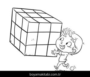 Rubik boyama sayfası – çizgi film temalı, basit çizim
