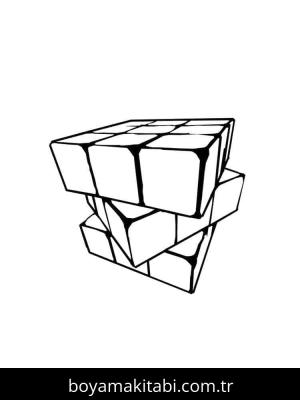 Rubik boyama sayfası – basit çizim, kolay boyama
