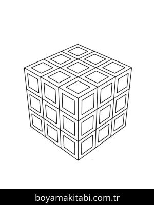 Rubik boyama sayfası – boyama etkinliği, çocuk aktivitesi