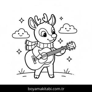 Rudolph boyama sayfası – basit çizim, kolay boyama