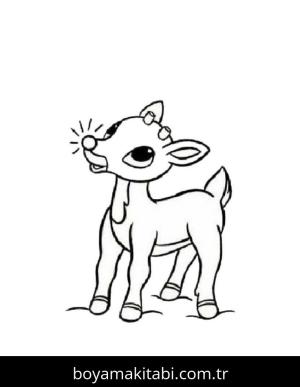 Rudolph boyama sayfası – renkli çizimler, okul öncesi