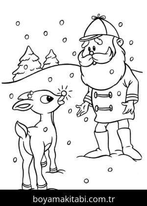 Rudolph boyama sayfası – sevimli karakter, sanatsal çalışma