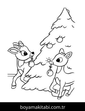 Rudolph boyama sayfası – eğlenceli etkinlik, el becerilerini geliştirir