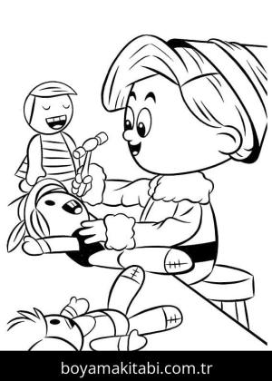 Rudolph boyama sayfası – çizgi film temalı, basit çizim