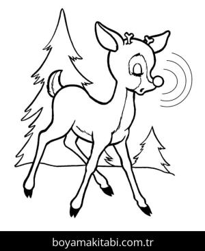 Rudolph boyama sayfası – keyifli zaman, renkli çizimler