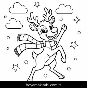 Rudolph boyama sayfası – eğitici aktivite, yaratıcılık