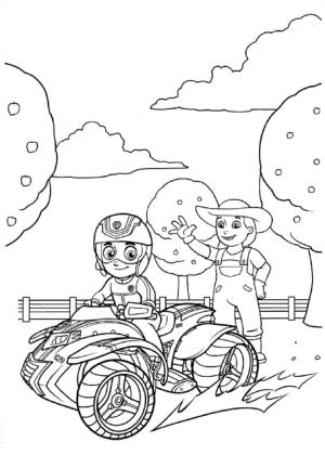 Ryder Paw Patrol boyama sayfası,  coloring page, Ryder Paw Patrol ve Farmer Yumi, 