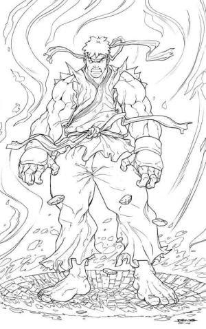 Ryu boyama sayfası,  coloring page, Güçlü Ryu, 