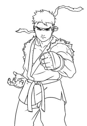 Ryu boyama sayfası,  coloring page, Basit Ryu, 