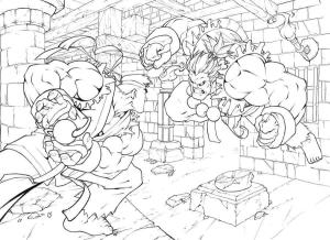 Ryu boyama sayfası,  coloring page, Ryu vs Oni, 