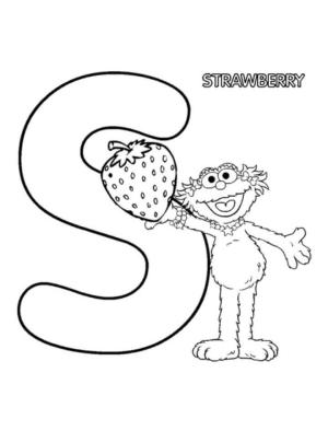 S Harfi boyama sayfası,  coloring page, Çilek S Harfi, 