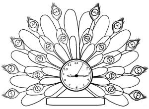 Saat boyama sayfası,  coloring page, Tavuskuşu Saati, 