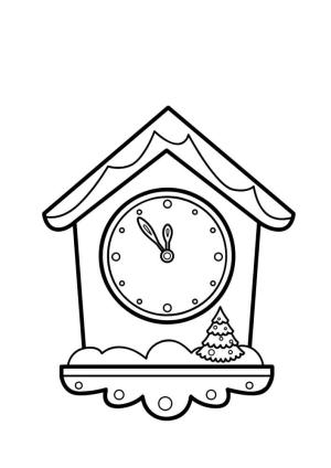 Saat boyama sayfası,  coloring page, Yılbaşı Saati, 